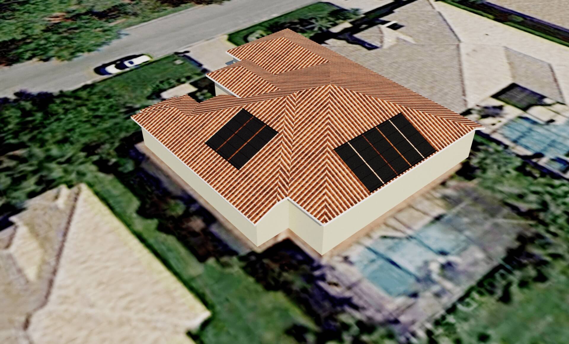 Bonita Springs Solar Pool Heating Panels on Tile Hip Roof